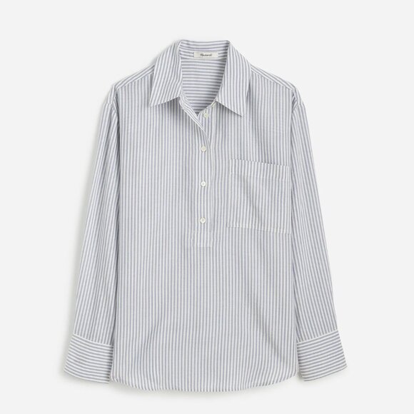 [NWT] Madewell Drapey Long-Sleeve Popover Shirt in Stripe - Picture 2 of 6